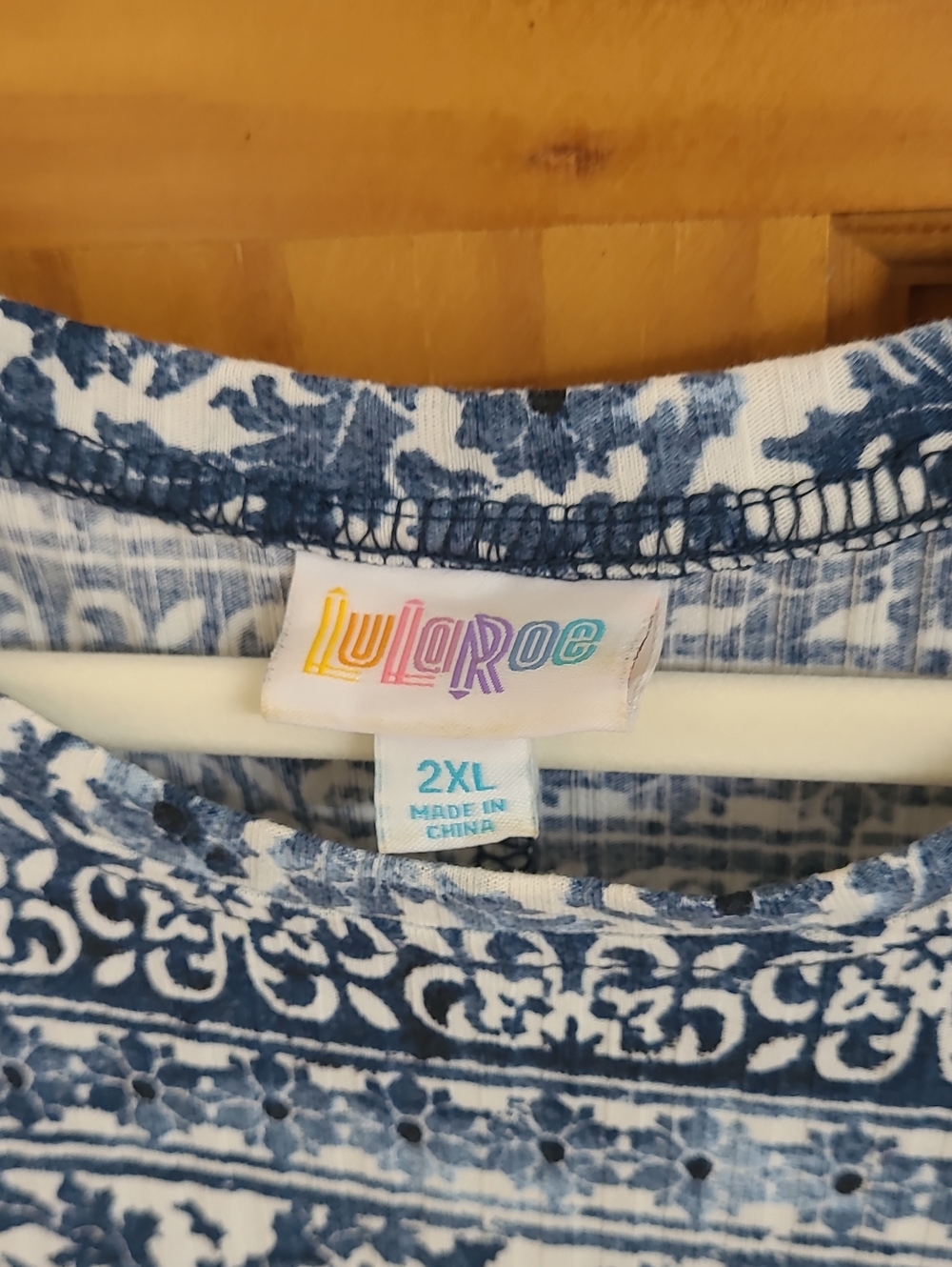 LuLaRoe Blue and White Short Sleeve Dress - 2XL